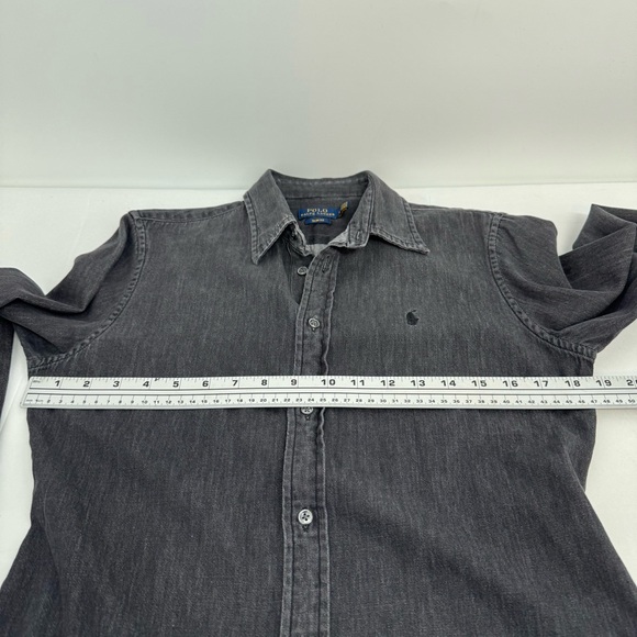 Polo Ralph Lauren Black Denim Button Up Shirt Women's Size 8 Cotton Slim Fit - Picture 4 of 13